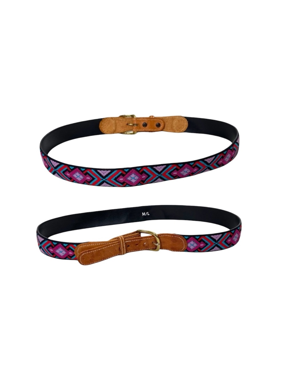 Tribal Thread Patterned Faux Leather Lined Belt Retro